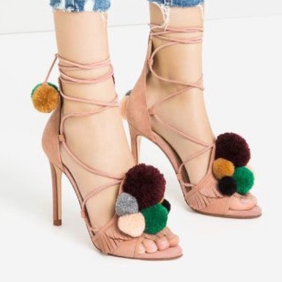 Zara Shoes - Zara Blush Suede Ankle Strap Sandals